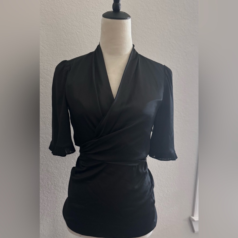 BCBGMaxAzria Black Wrap Blouse